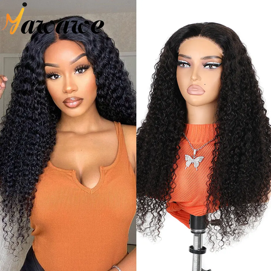 Human hair lace front wig Kinky Curly glueless preplucked human wigs ready to go Yawawe Wear Go wig