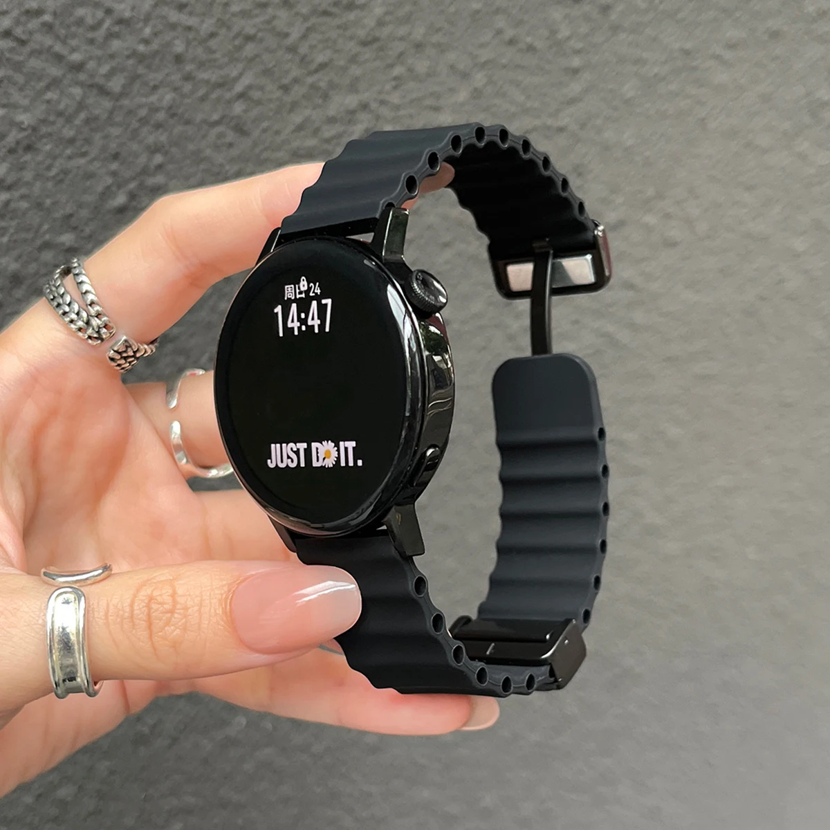 المحيط سيليكون حلقة حزام لساعة سامسونج جالاكسي 7 6 5 40 مللي متر 44 مللي متر قابل للتعديل سوار حزام الساعات ل غالاكسي 4 6 الكلاسيكية 20/22 مللي متر #3