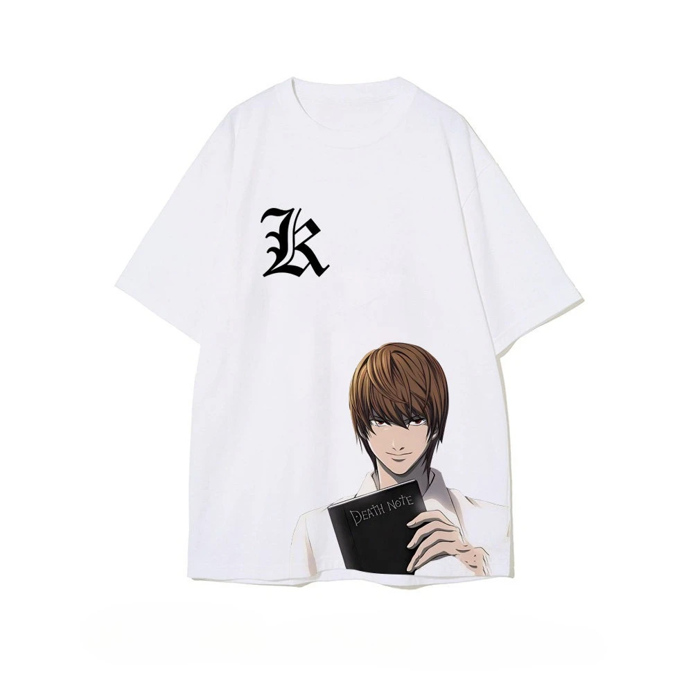 2026 Anime Death Note Peripheral Joint L Night God Moon Kira Printed Cotton Short-sleeved T-shirt for Men and Women
