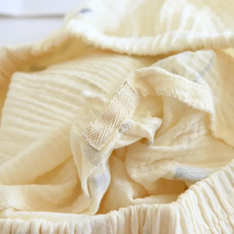 2025 New Women's Spring/Summer Pure Cotton Crepe Pants 100% Cotton Ladies Home Pants Large Flower Casual Thin Large Size Pants