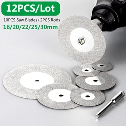 12PCS/Lot Diamond Cutting Disc Wheels Circular Saw Blade for Dremel Mini Drill Mandrel Cutoff Wood Stone Plastic Glass Tile