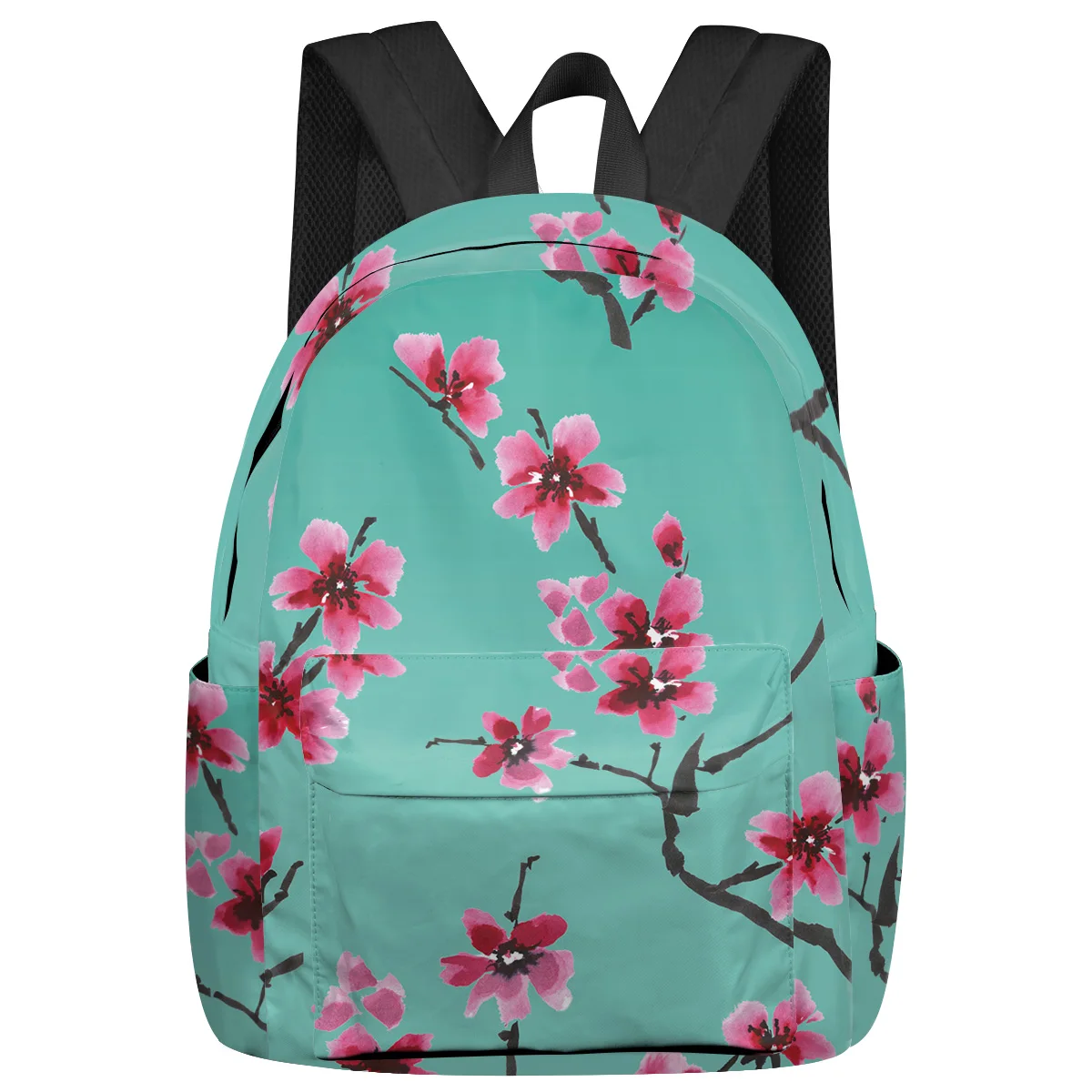 

Cyan Spring Cherry Blossom Large Capacity Bookbag Travel Backpacks Schoolbag For Teenager Women Laptop Bags Rucksack