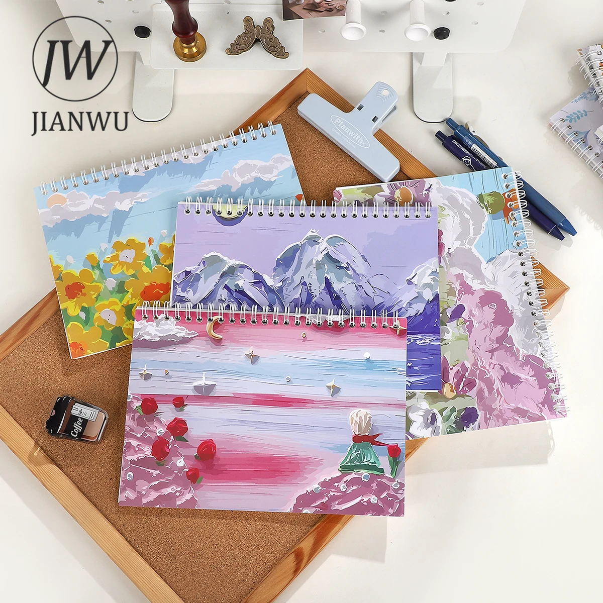 JIANWU A5 Flower Painting Landscape Material Collage Release Paper Notebook Creative DIY Student Supplies Stationery