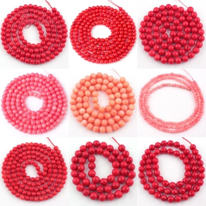 

Natural Coral Round Shape Stone Beads Spacer Strand 15" For Necklace Bracelets Jewelry Making DIY Loose Beads 2/3/4/6/8mm