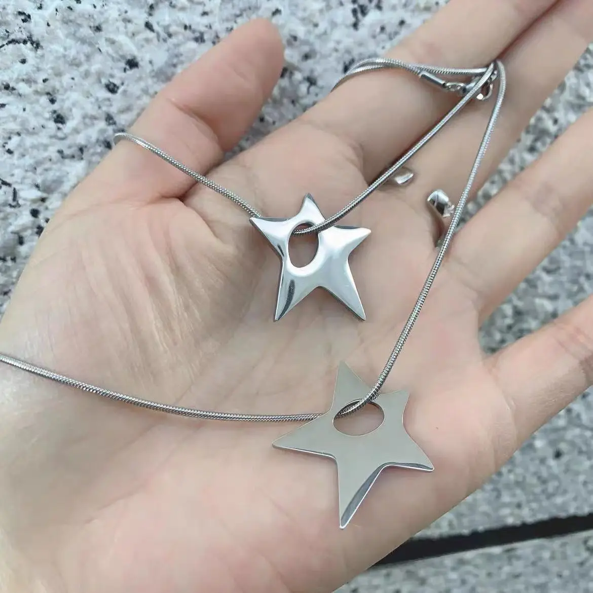 Y2K Irregular Hollow Star Pendant Stainless Steel Necklace for Women Men Unisex Punk Hip Hop 2023 Trending Neck Chain Jewelry