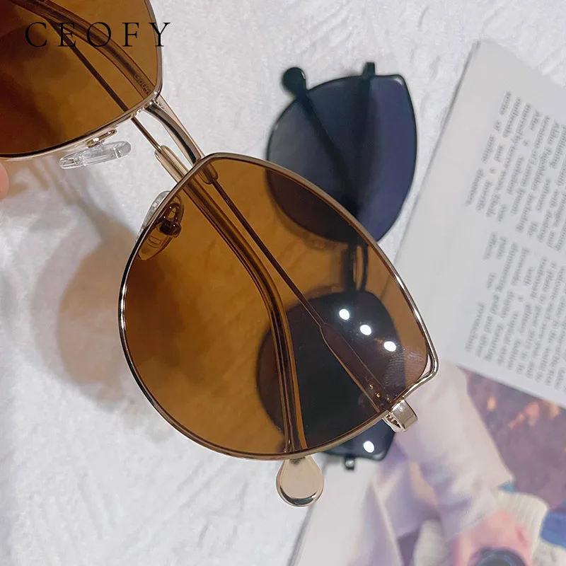 Ceofy Women Fashion Polarized Sunglasses Anti-glare UV400 Glasses Frame Brand Design Vintage Sunglasses Women