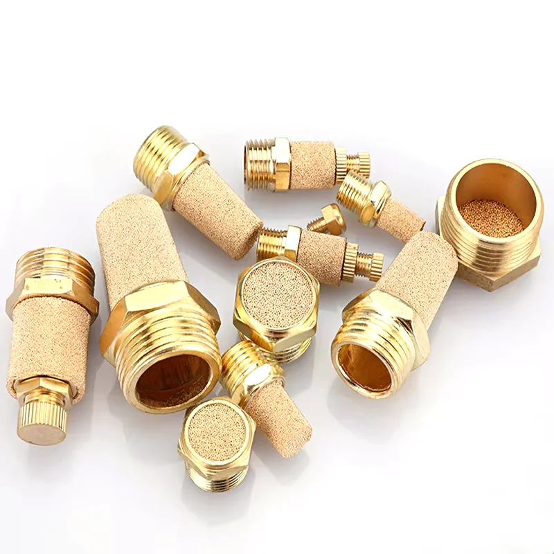 Pneumatic Exhaust Muffler Antisqueak 1- 6  Male Thread For Air Noise Brass Flat Head/Throttle/Long Head BSL 2pcs