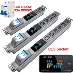 Network cabinet socket 2-10 C13 socket PDU distribution unit digital display power meter 4000/8000W without wires