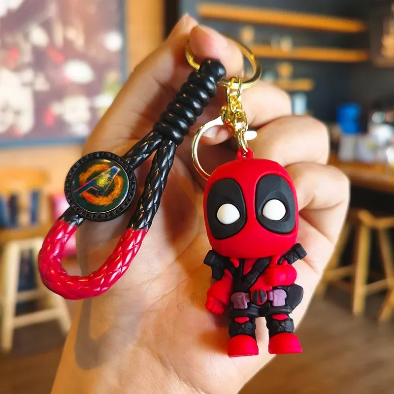 

Super-heros Dead-pool Keychain Movie Figures Cute Doll Pendant Q Version Fashion Backpack Couple Bag Keyring Birthday Kids Gifts