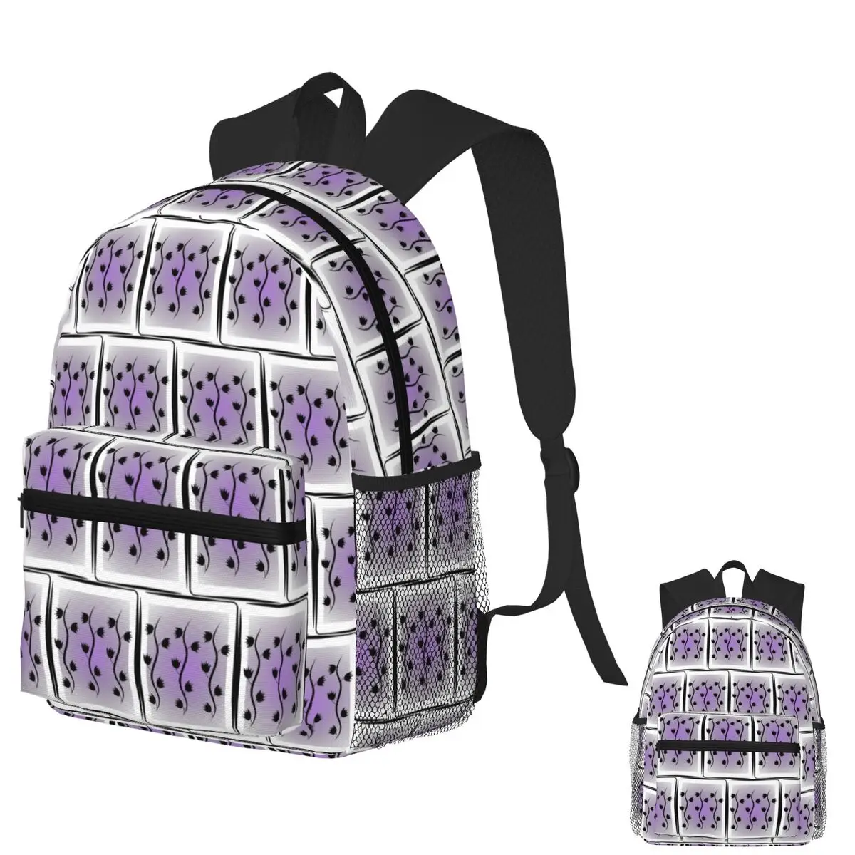 

Vines Pattern With Flowers In A Frame Backpack Daypack Large Capacity Boys Girls BookBag School Bag Shoulder Bags for Men Women