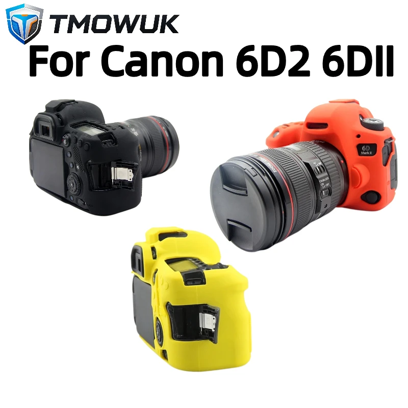 For Canon 6D Mark II 6D2 Soft Silicone Camera Case Anti-Slip Protective Cover With FREE Tempered Glass Screen Protector