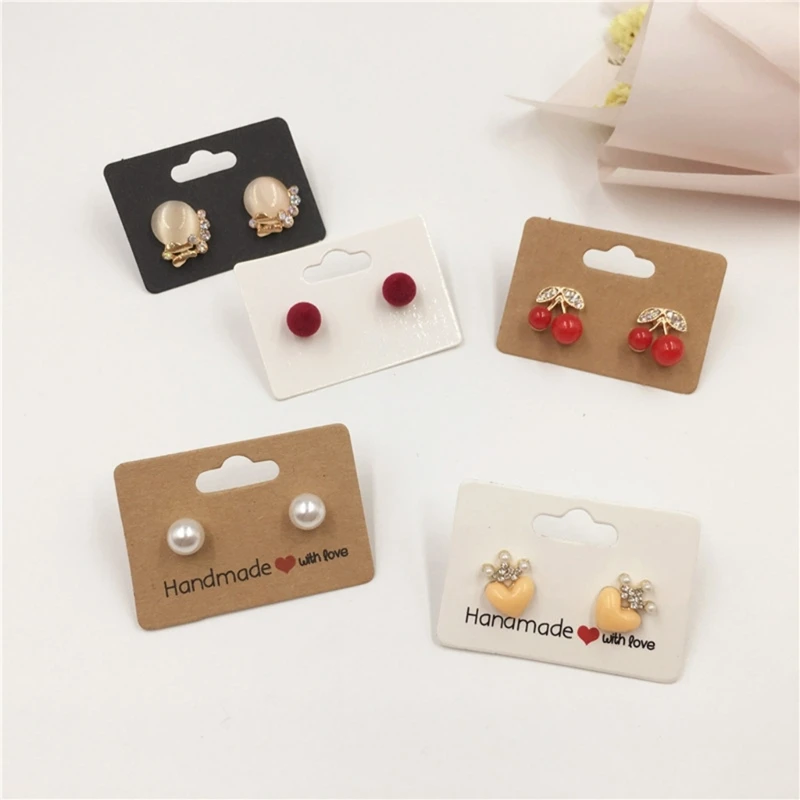 100Pcs Natural Kraft Paper Earring Display Cards Practical Jewelry Organizing Cards for Ear Studs and Dangles Craft Supplies