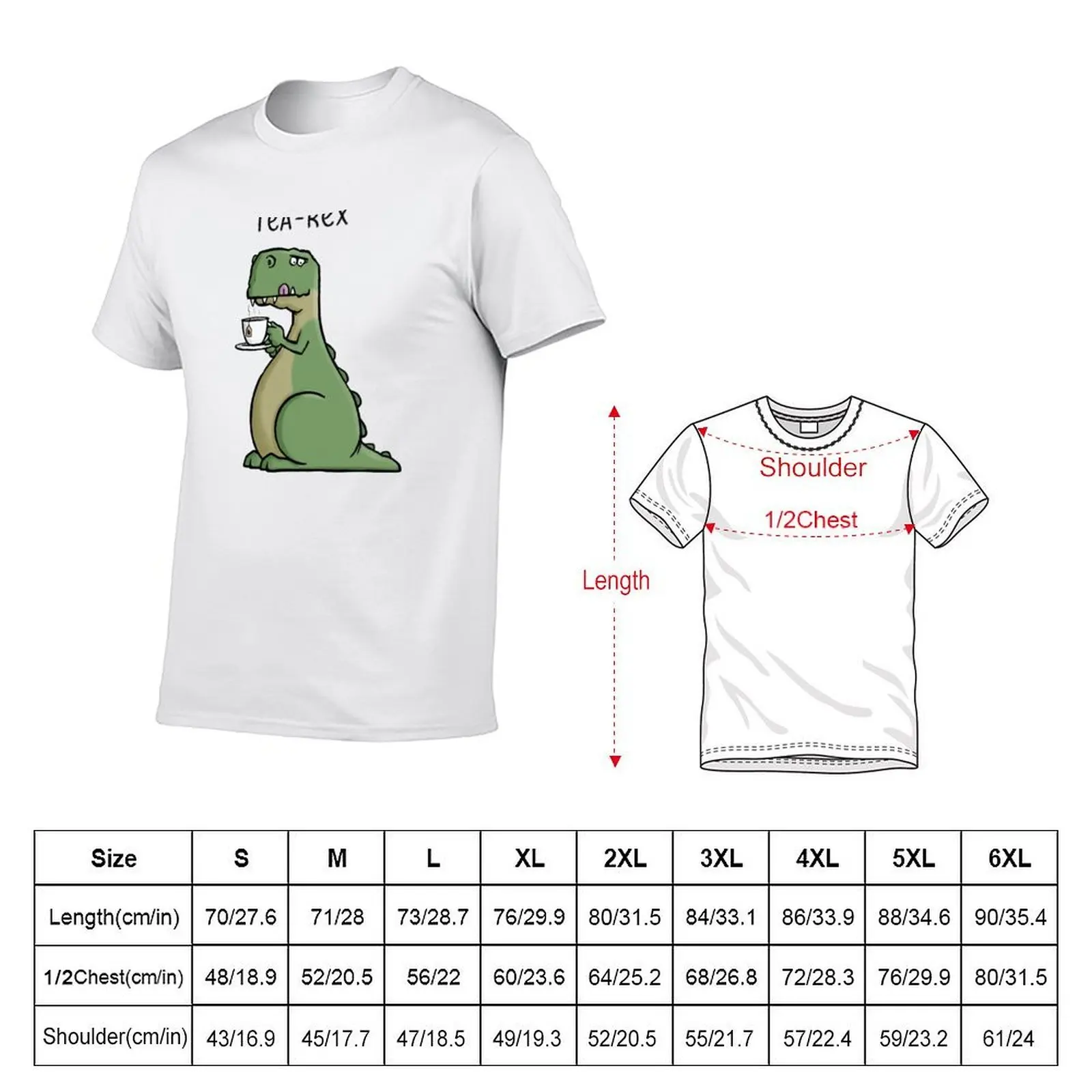 Tea-Rex - Funny T-Rex Dinosaur Tea Pun Cartoon Illustration T-Shirt t shirt man cotton anime t shirts for man T-Shirt