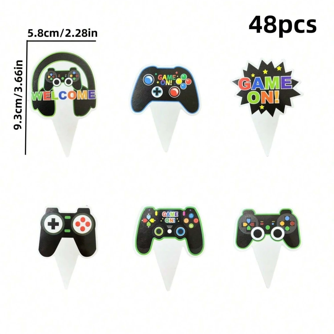 زخرفة وحدة تحكم اللعبة لحفلة عيد الميلاد ، تزيين الكيك ، زخرفة كب كيك ، الحفلات ، الذكرى السنوية ، 24-48 لكل عبوة تزيين كعكة عيد ميلاد ، هدية حفلة #5