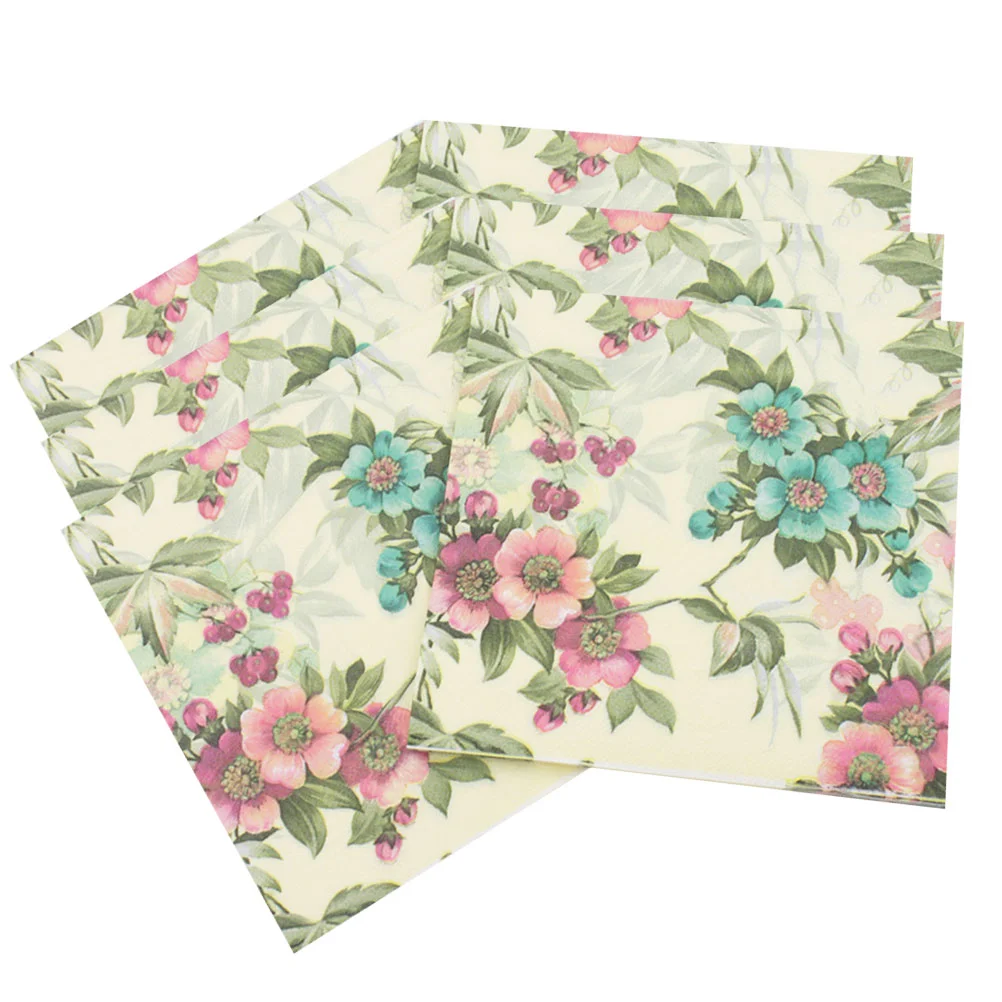 20 servilletas de té de papel para fiesta, pañuelos faciales para toallas de colores, impresión de flores