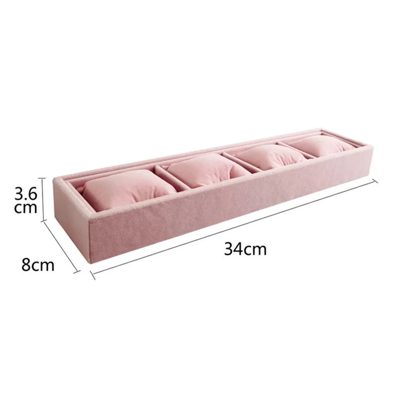 4 Grids Pillow Tray Jewelry Display Props Watch Bracelet Bangle Display Velvet Jewelry Pillow Holder Showcase Ornaments Storage