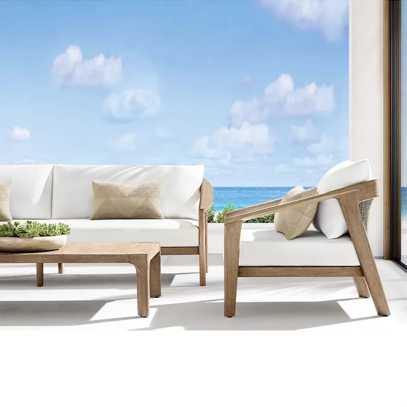 

Outdoor leisure teak old sand courtyard rain and sun protection garden balcony rattan chair coffee table open-air solid