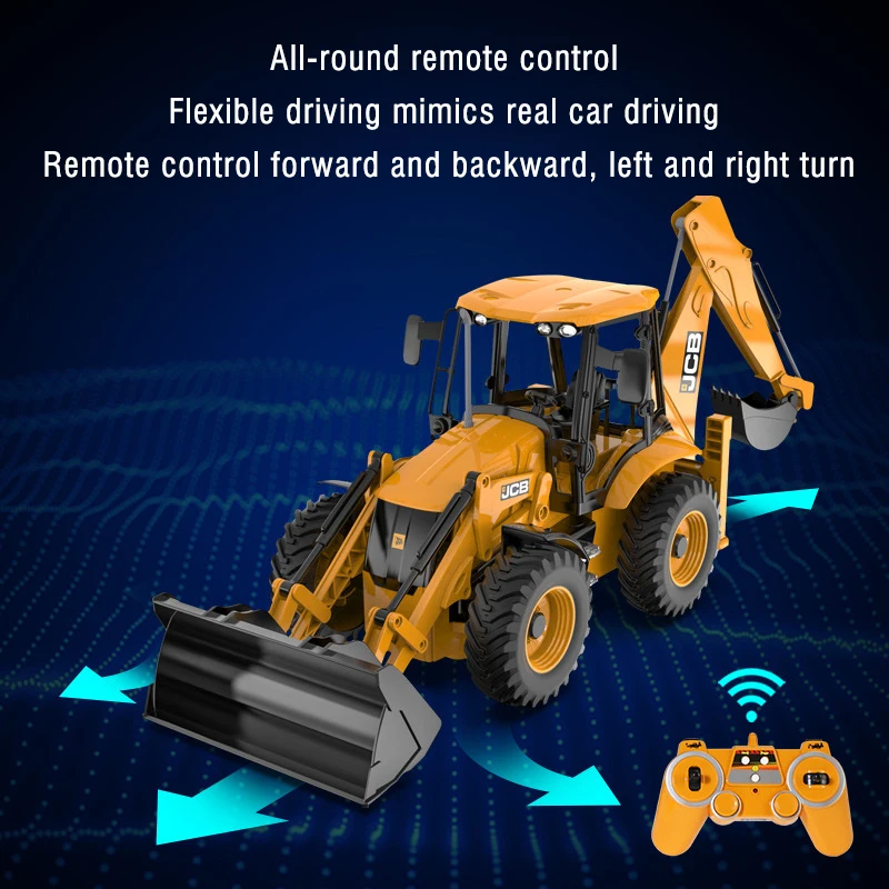 Double E Rc Car Boys Toys Remote Control Excavator 1:20 Backhoe Loader Light Construction Vehicle Jcb Model Children Gift E589