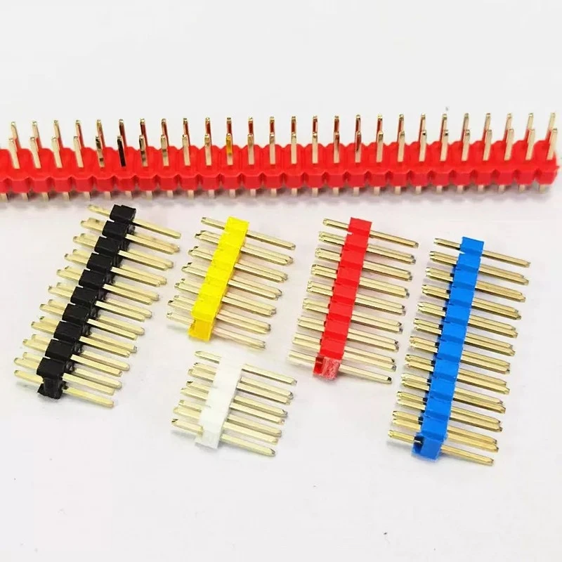 50pcs 2.54mm Gold/Nickel-plated Copper Pin 2X2/3/4/5/6/7/8/10/15/20/40Pin Colorful PCB Board Spacer Male Pin Header Long 11.5mm