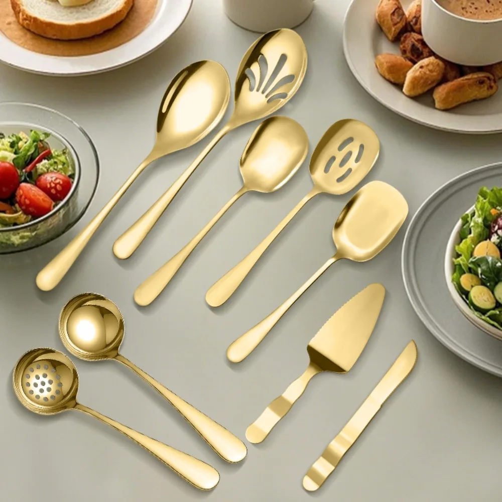 Stainless Steel Public Tableware Set, Shared Spoon, Shared Drain, Hotel Food Distribution Knife, Fork, Spoon Set, Cake Shovel