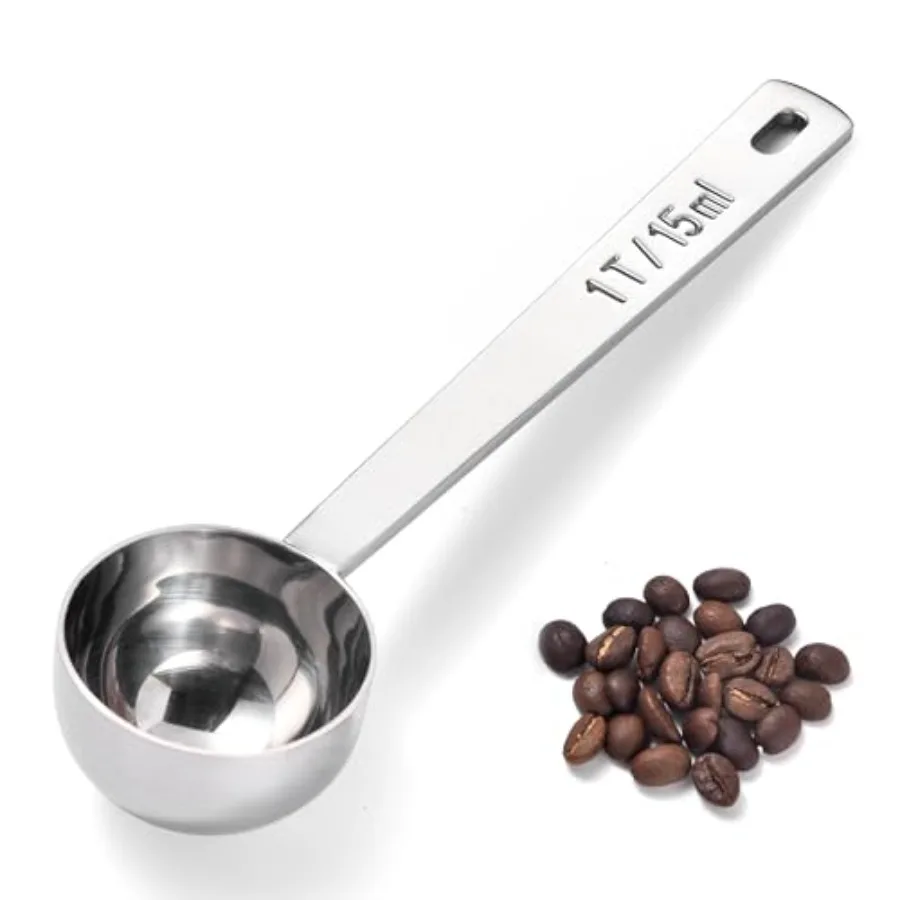 18/8 Stainless Steel Coffee Scoop, Food-Grade Metal Measuring Spoon with 4.3in Long Handle, Tablespoon Scooper for Coffee Beans