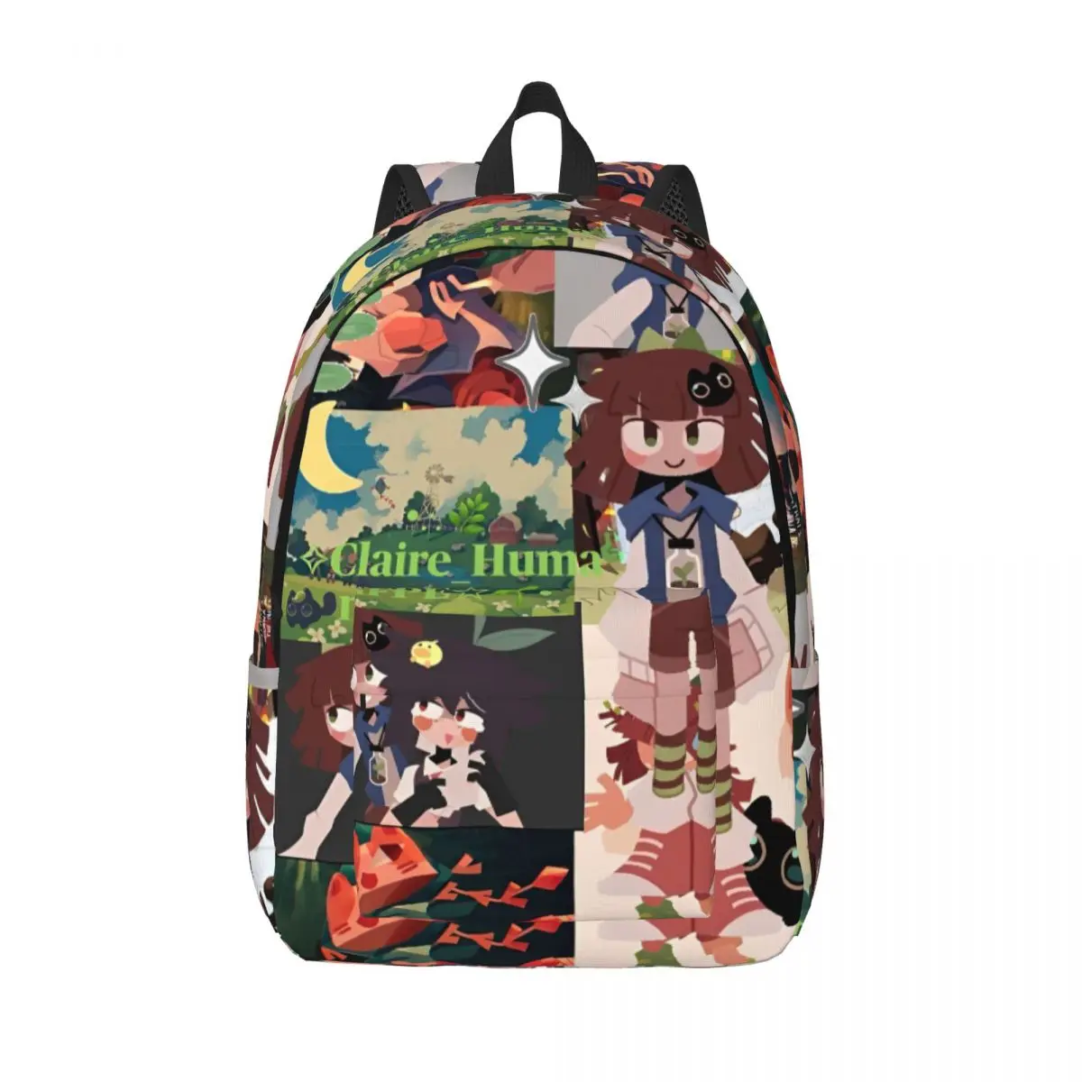 Claire Miss Circle Cartoon Backpack Men Women Student Business Daypack Fundamental Paper Education Laptop Computer Shoulder Bag