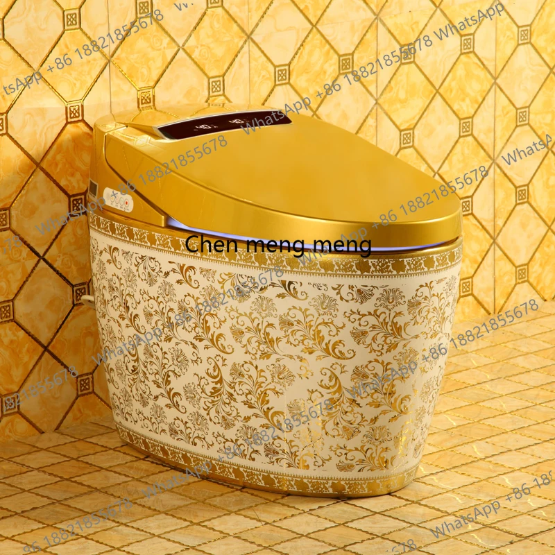Golden Household Smart Toilet Remote Control Fully Automatic Flip-Top S-Trap Drainage No Water Pressure Limit for Small