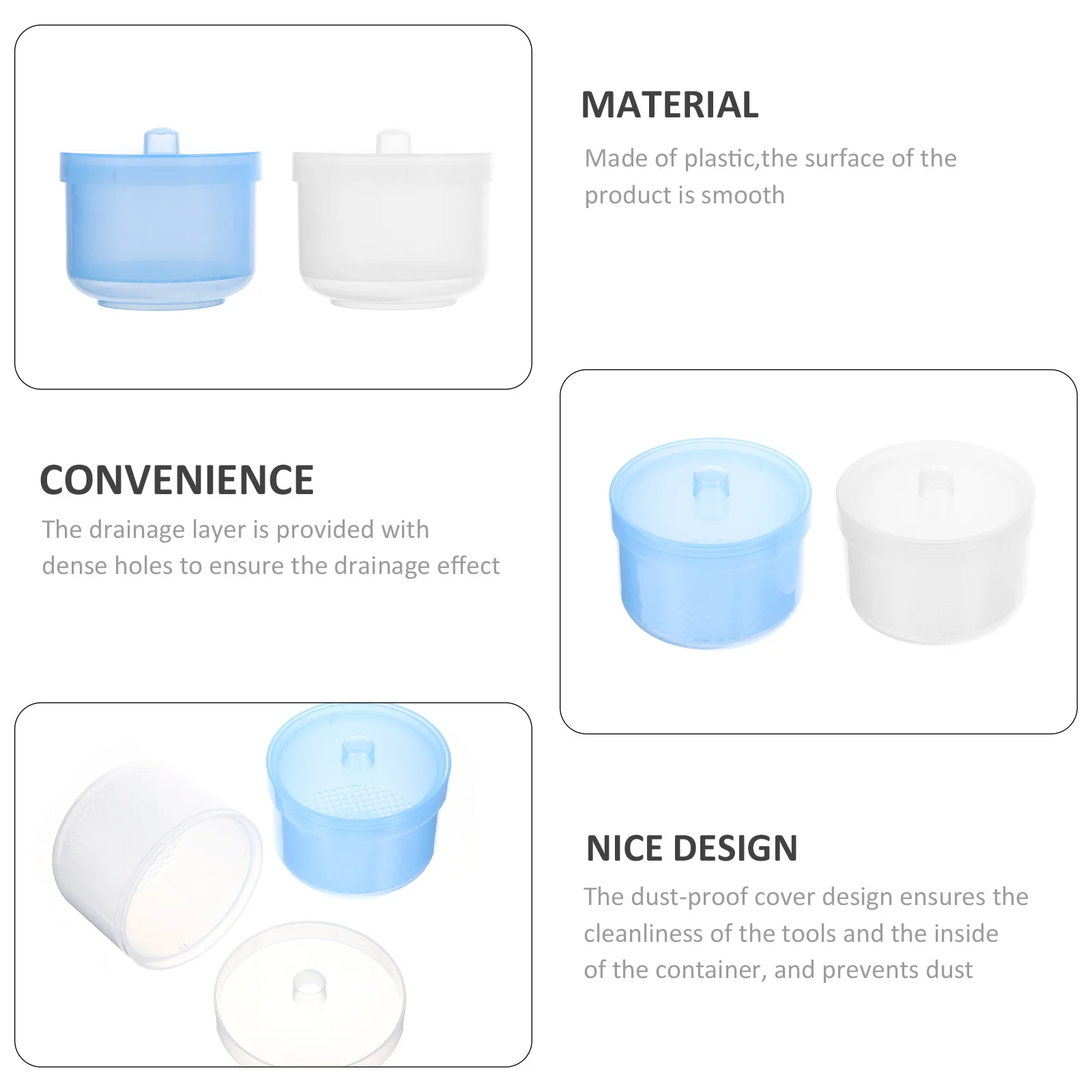 2Pcs Nail Tool Sterilizer Cleaning Box Durable Manicure Tray Salon Spa Tool Holder Fast Drainage Nail Clipper Sterilizing Case