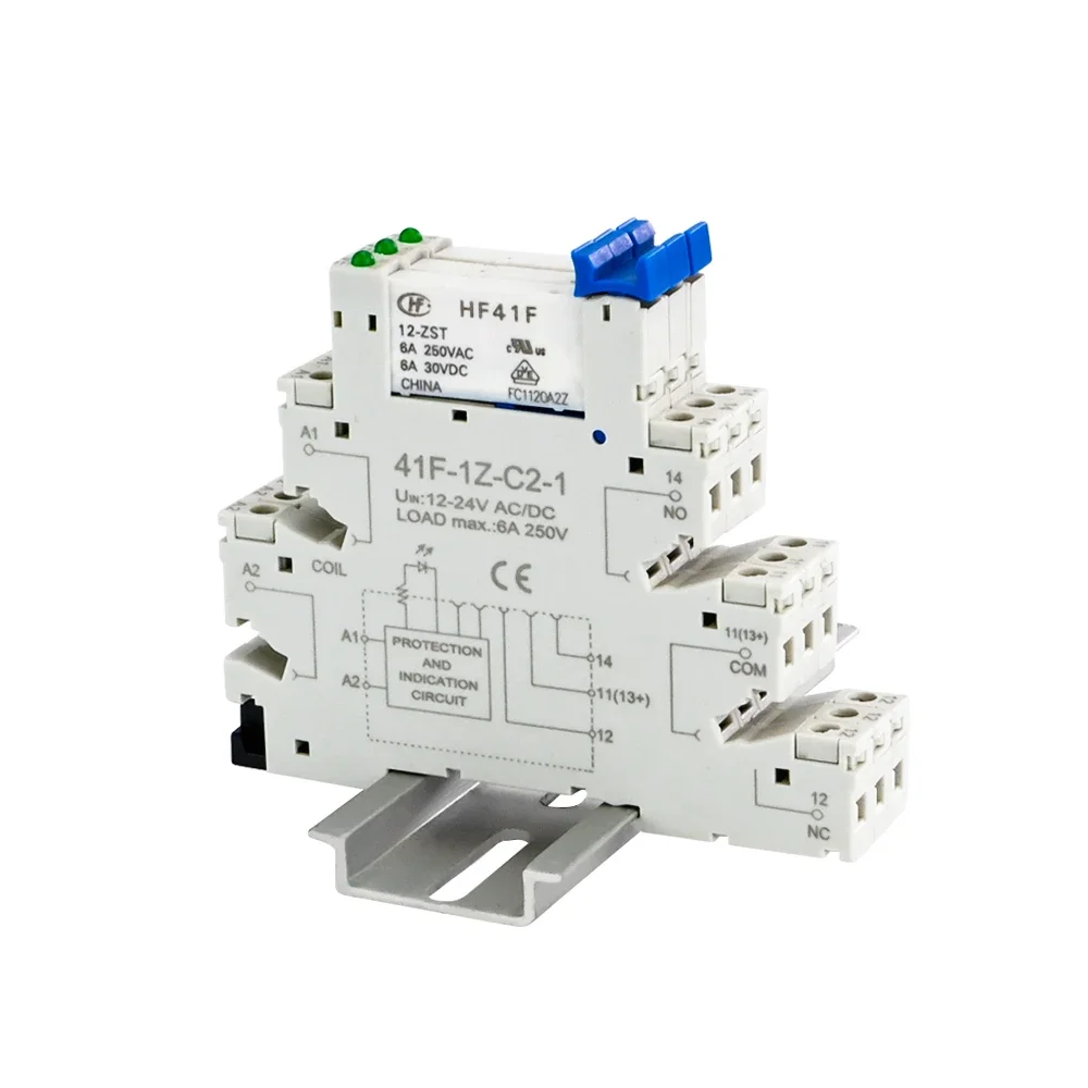 5Pcs Din Rail Slim Relay 6.2mm Module Connector HF 41F Screw Connection Holder With Miniature Power Relay Terminal Block WSL-HF