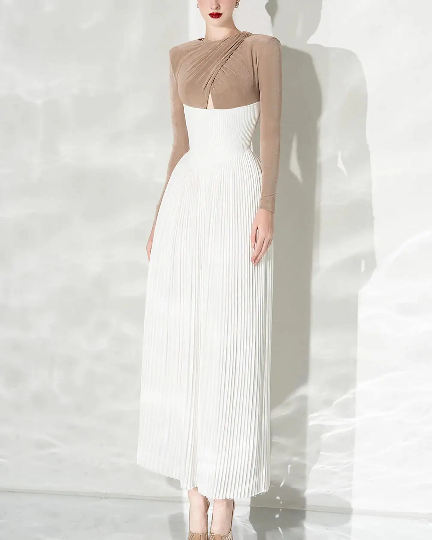 

Customized High Quality Jersey Evening Dresses Delicate Long Sleeves Crew neck Celebrity Gowns Custom Size Cocktail Dress