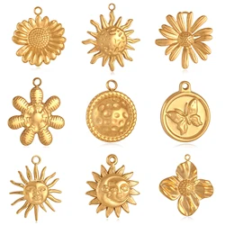 3Pcs Face Sun Moon/Sunflower/Butterfly Charm for Jewelry Making Stainless Steel Cast Charm DIY Bracelet Necklace Craft Accessory