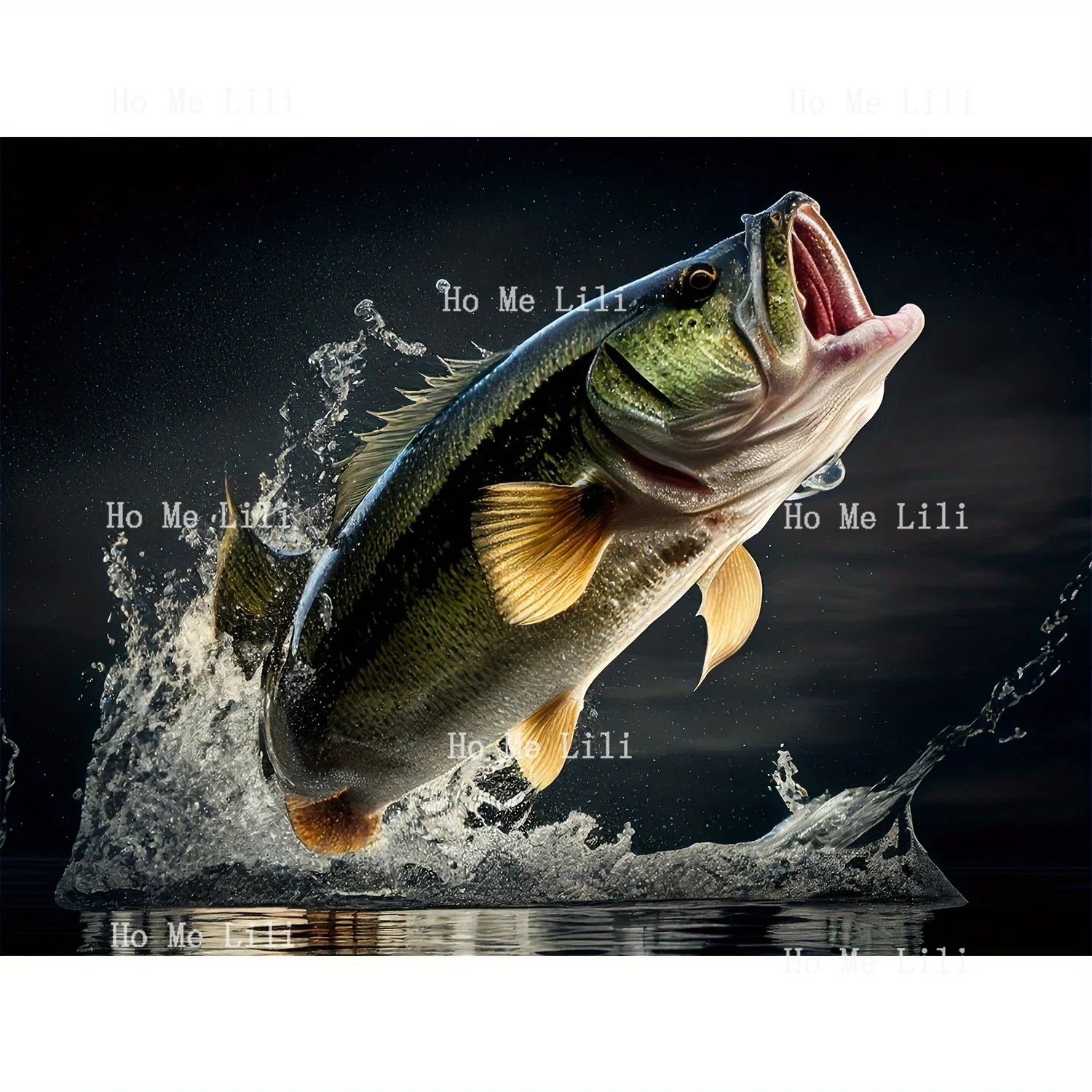 Frameless Canvas Poster Print Art Featuring Largemouth Bass Fish For Home Farmhouse Kitchen Office Decor