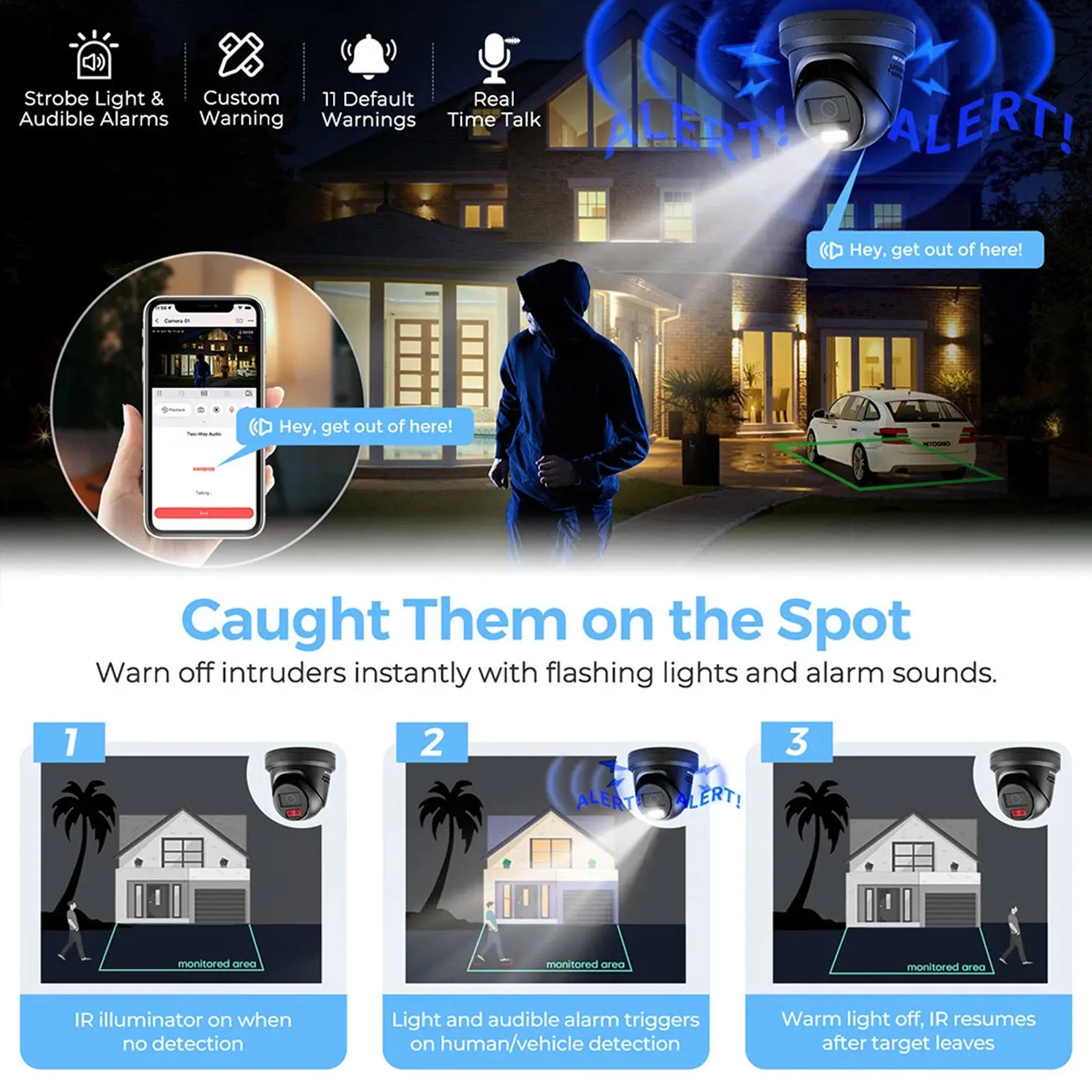 Hikvision 4MP 4K Smart Hybrid Light PoE IP Camera DS-2CD2387G2H-LISU/SL 2CD2347G2H-LISU/SL Strobe Light& Audio Alarm 2-Way Audio