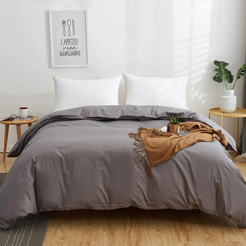 100% Cotton Duvet Cover 1piece Solid Color With Zipper Quilt Cover King Size Blanket Cover No Pillowcase