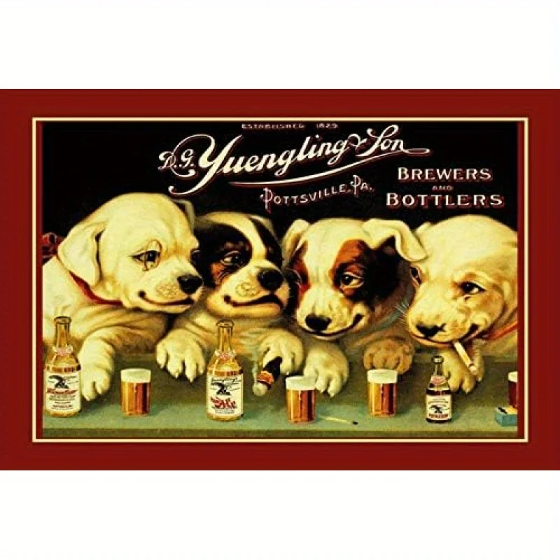 Yuengling & Son Metal Signature with Beer Dog -   wrought iron wall decoration for bars, cafes, restaurants and homes - no elect