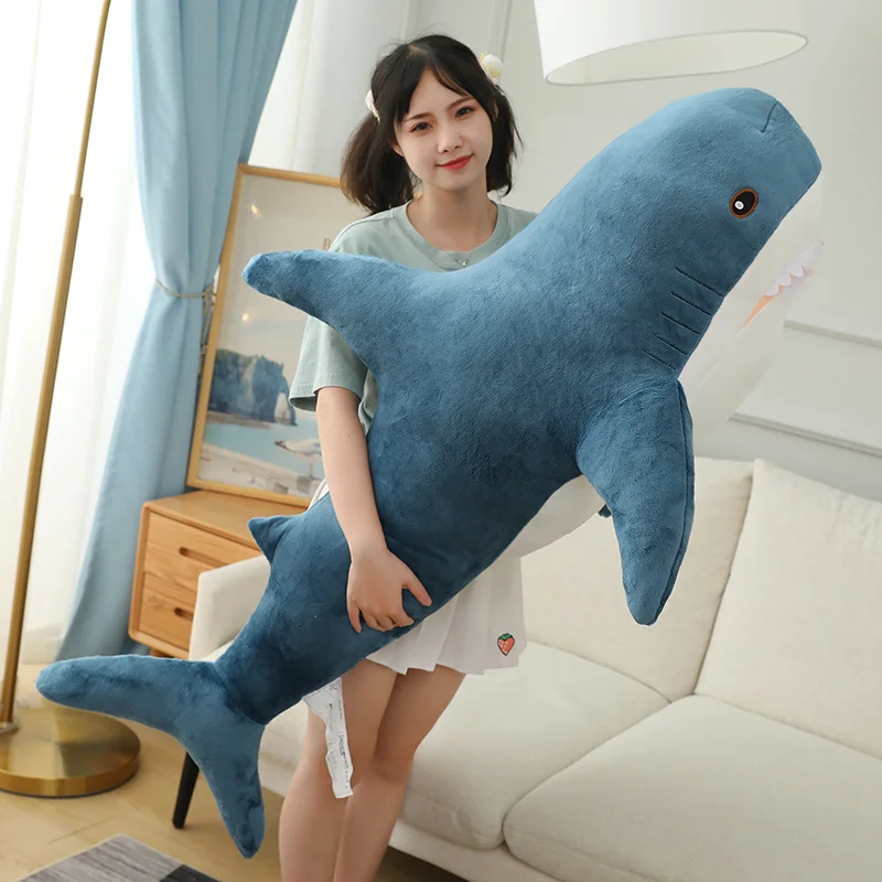 Oreiller en peluche baleine requin Gaint, gris, bleu, rose, beurre en peluche, coussin chaud HDPillow, jouets de canapé, décoration de la maison, 30-120cm