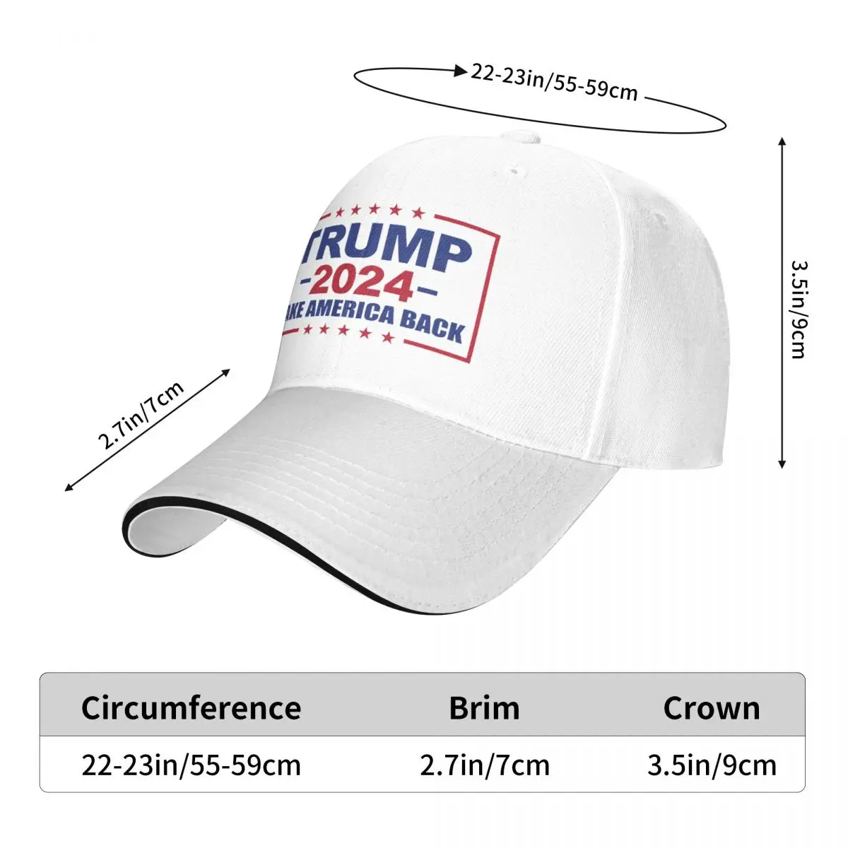 Topi Baseball Logo Trump 2024, topi Trucker dapat disesuaikan ayah musim panas