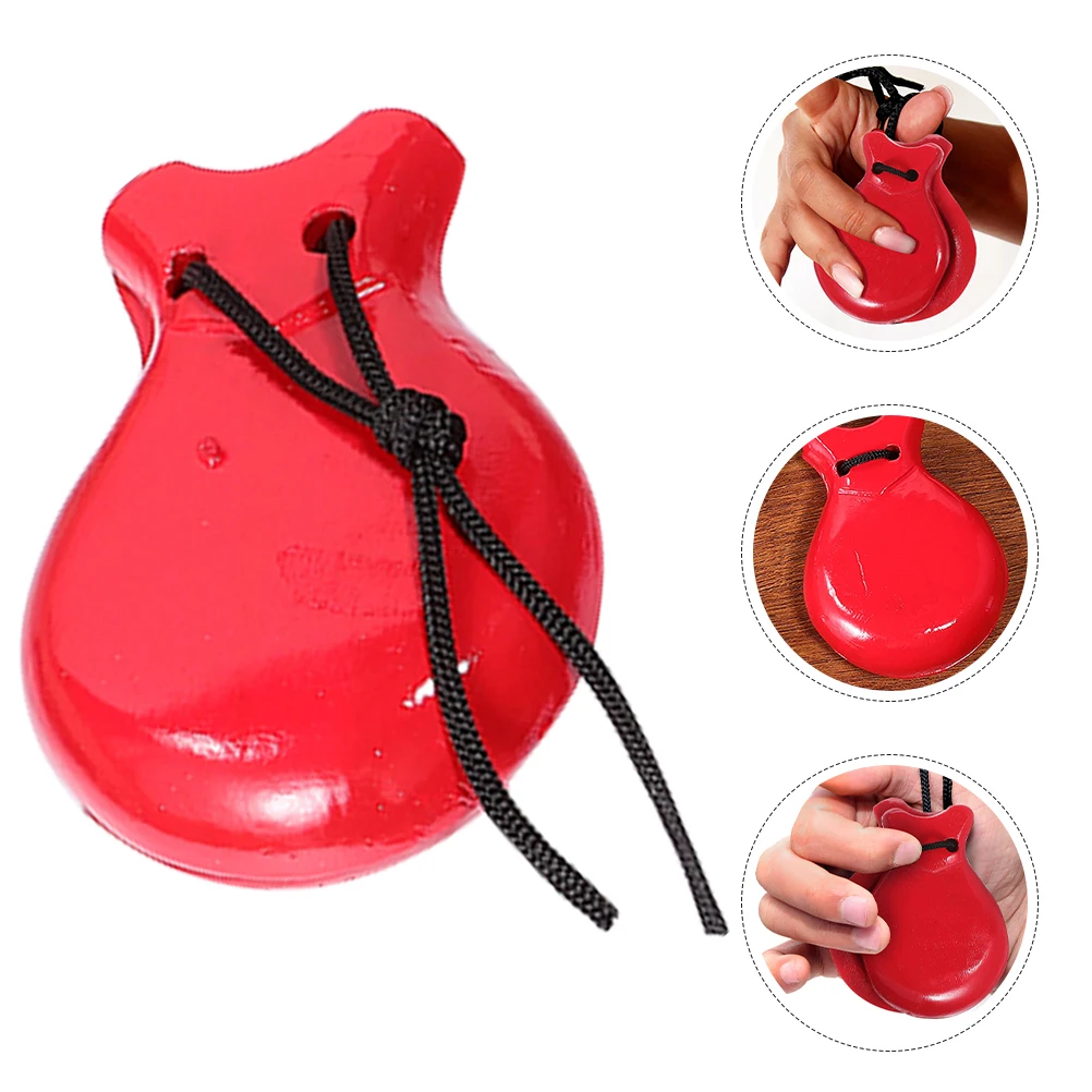 Instrumentos de castañuelas de madera, par negro, tamaño pequeño, danza Musical, juguetes educativos para actuación, instrumento de percusión para niños