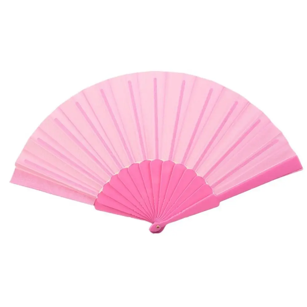Portable Folding Fan Elegant Plastic Cloth Hand Fan Chinese Plain Silk Fan Handheld for Weddings Travel Party Dancing Cosplay