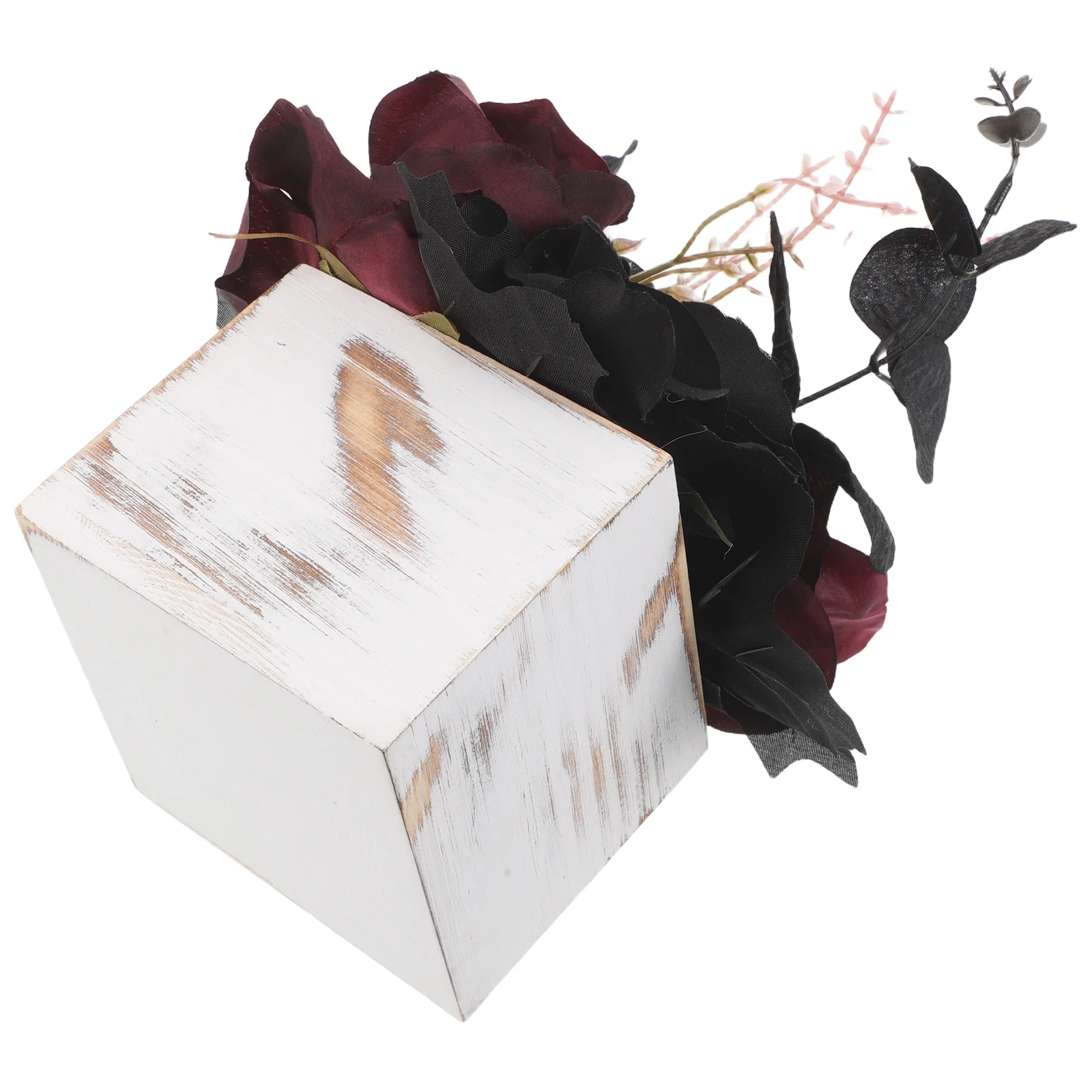 

Black Faux Flower Arrangement in Wooden Pot Artistic Artificial Floral Centerpiece for Halloween Table Home Decor