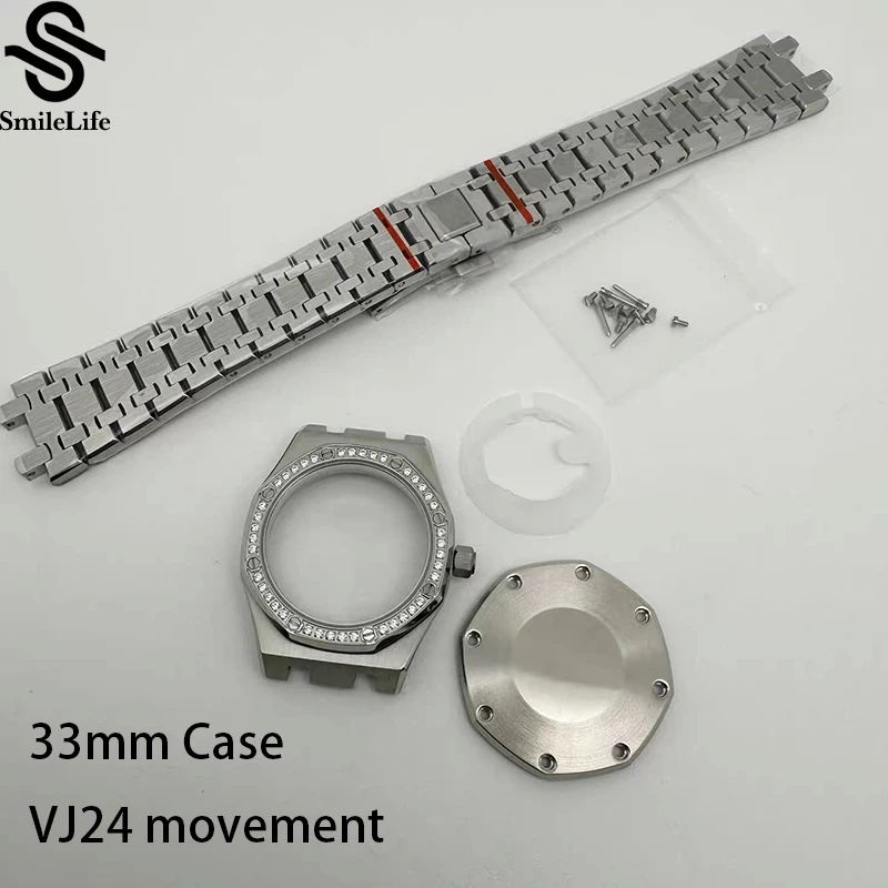 

SmileLife Women Style VJ24 33mm Sapphire Glass 25.8mm Dial Watch Case Fit VJ24 Automatic Movement With Strap Watch Accessories