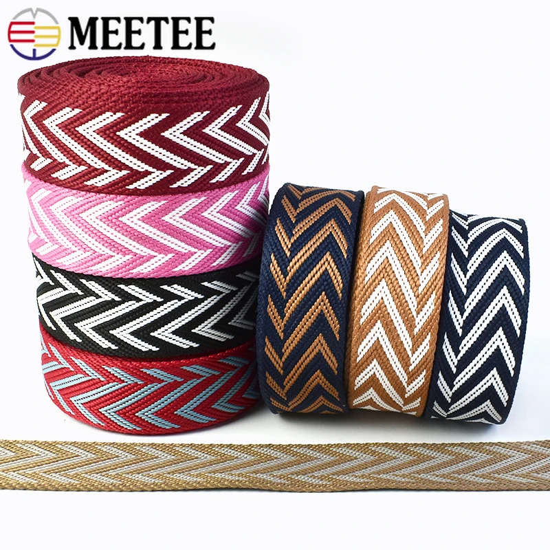 

4Meters Meetee 38mm Jacquard Webbing Polyester Canvas Backpack Ribbon Band Ethnic Decorative Strap Belt Tape DIY Sewing Material