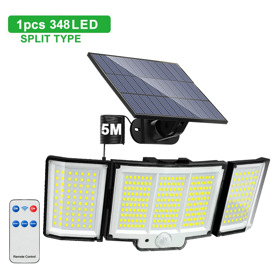 newstyle Solar-Außenleuchten mit Bewegungssensor 348/328 LED Sicherheits-Flutlicht Wandlampe mit Fernbedienung 270° °   IP65 Wasserdichte Außenbeleuchtung 6
