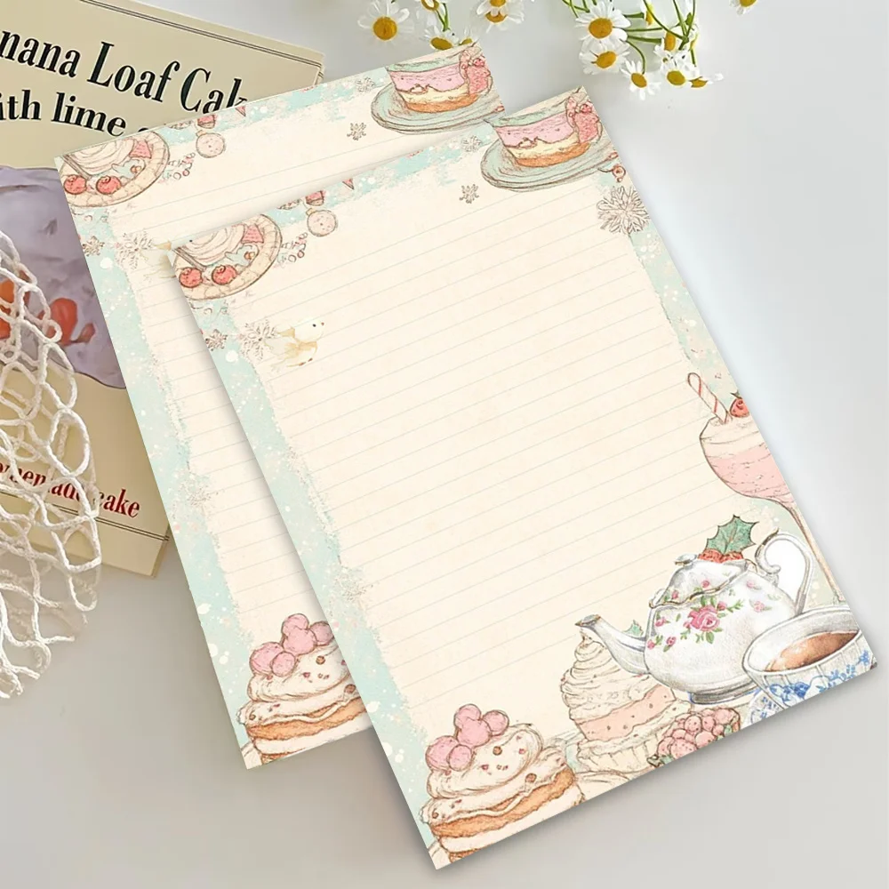 30 Sheets. B5 Hand-Drawn Dessert Stationery Paper, Watercolor Style Letter Paper, Tearable Notepad, Suitable for Writing Letters