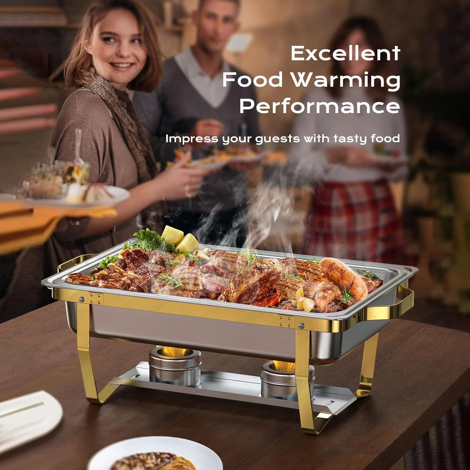 Stainless Steel Buffet Stove Restaurant Commercial Buffet Heating Compartmented Container Warming Stove