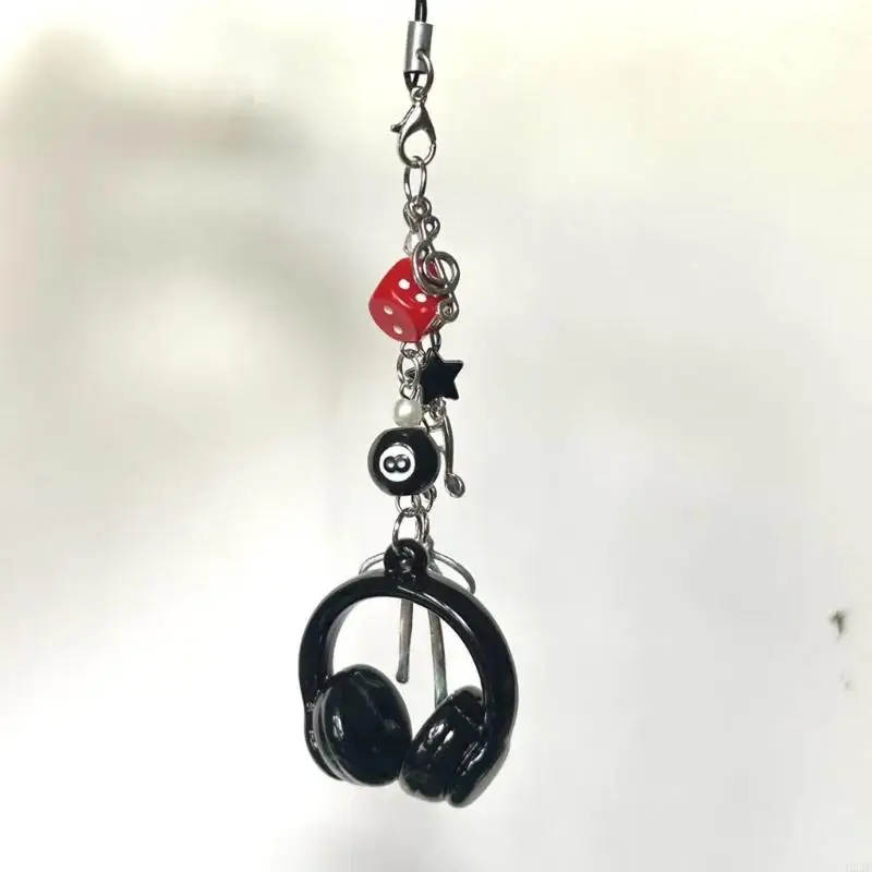   Stylish Phone Chain/Keychain Earphone Cord Holder Decorative Billiards Keyring