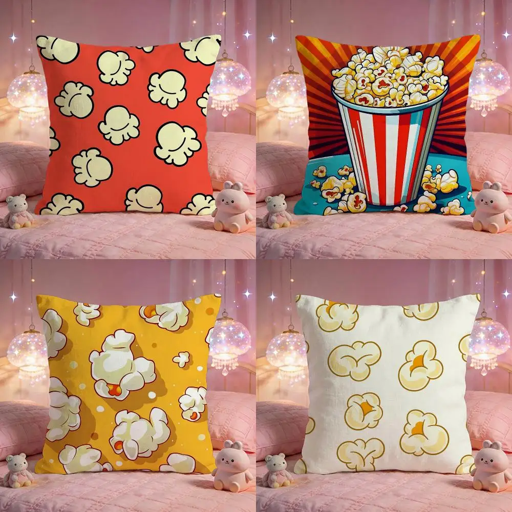 Cute Cartoon Popcorn Cushion Cover Premium Comfort Reversible Pillow Cove -Two in One Design for Any Room & Car Interior
