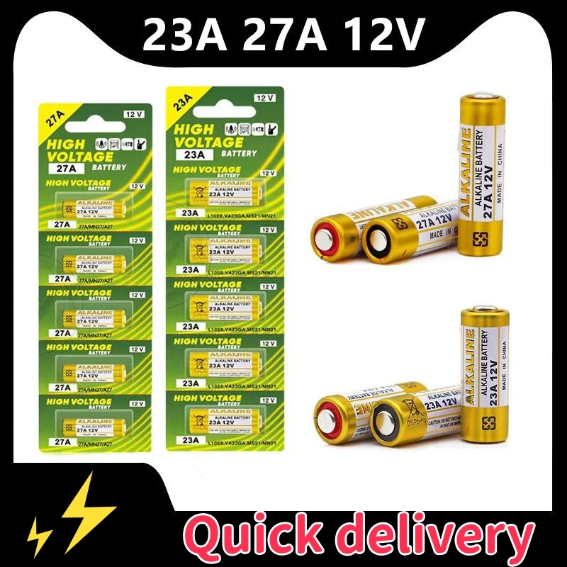 15-5PCS Alkaline Battery 27A 23A 12V A27 For Doorbell Car Alarm Remote ControlMN27 MS27 GP27A A27 L828 V27GA ALK27A A23