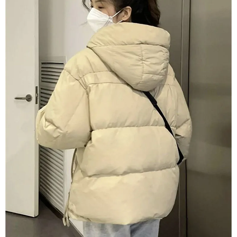 Winter Female Large Size 4XL Cotton Padded Coat Retro Women Loose Leisure Parkas Outwear Ladies Fashion Hooded Puffer Jacket