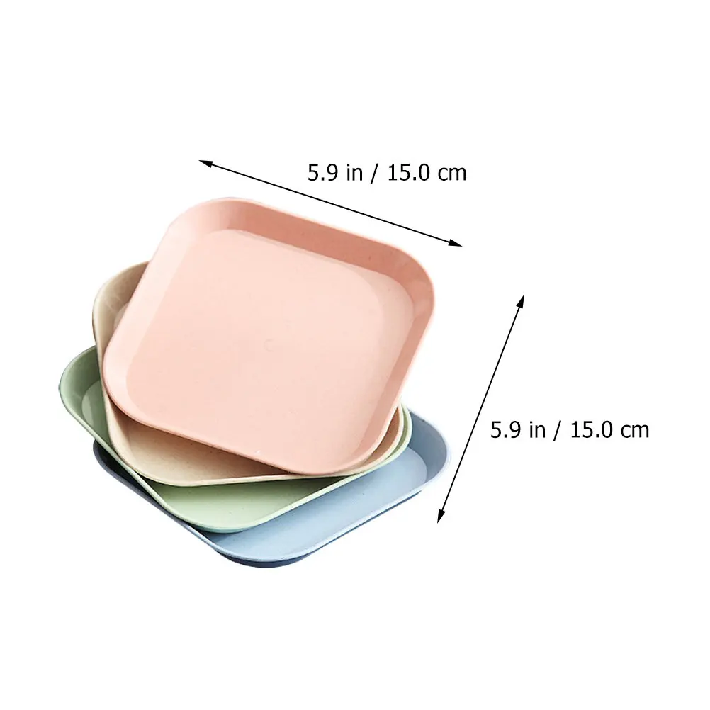 Picture 4: 8Pcs Wheat Straw Storage Plates Creative Shapes Space Saving Stackable Food Container Dessert Plate Fruit Plate Table Serving